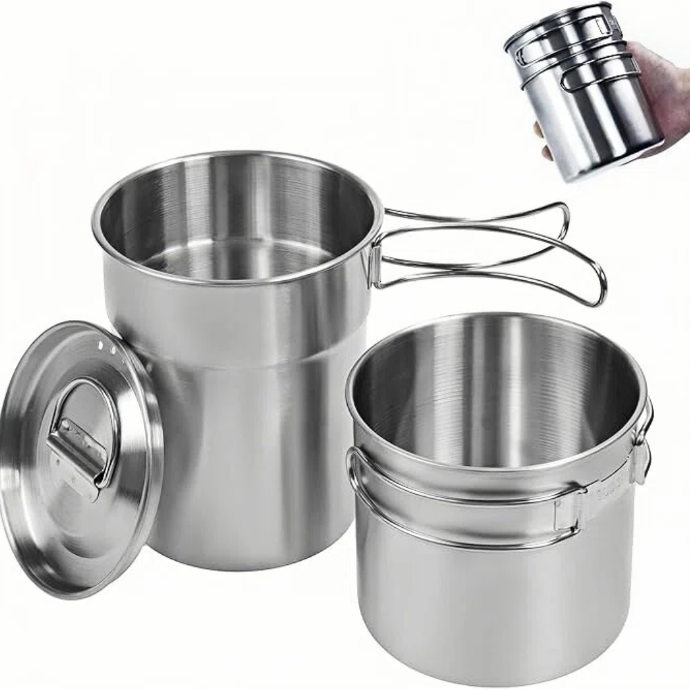 Camping Cooking Kit - Canecas Dobráveis para Camping, Panela de