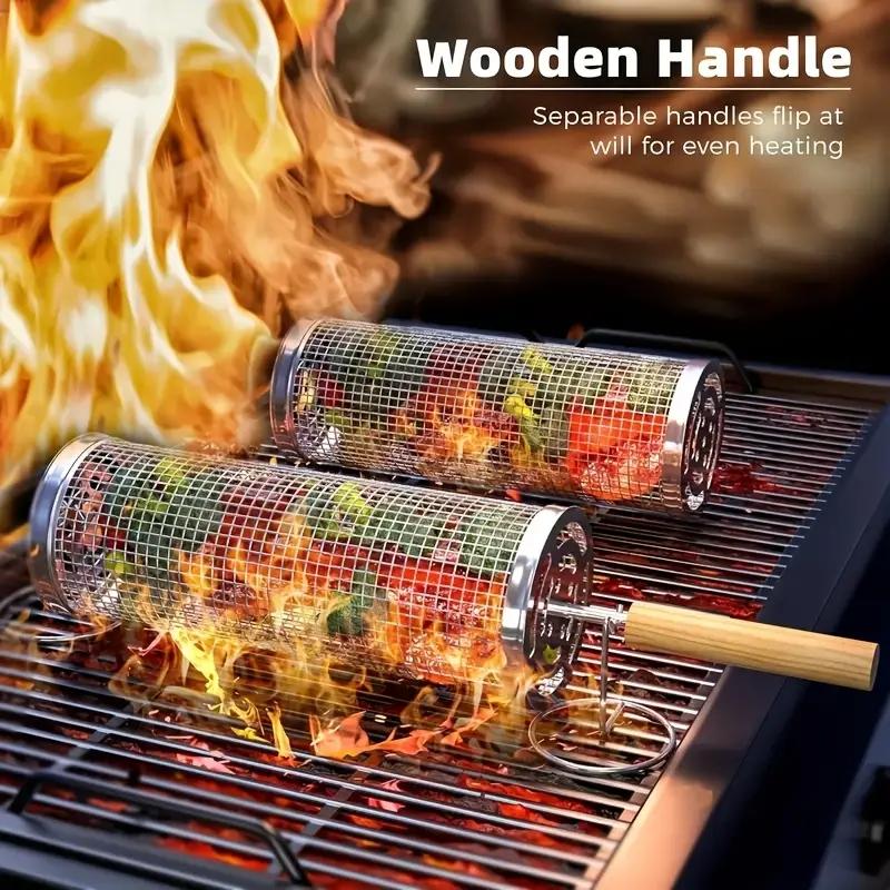 Camping Cooking Basket - Conjunto de Cestas Redondas de Aço