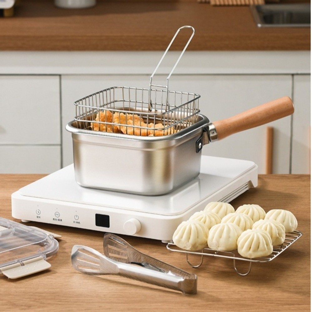 Camping Cooking Basket - Frigideira portátil de aço inoxidável formato