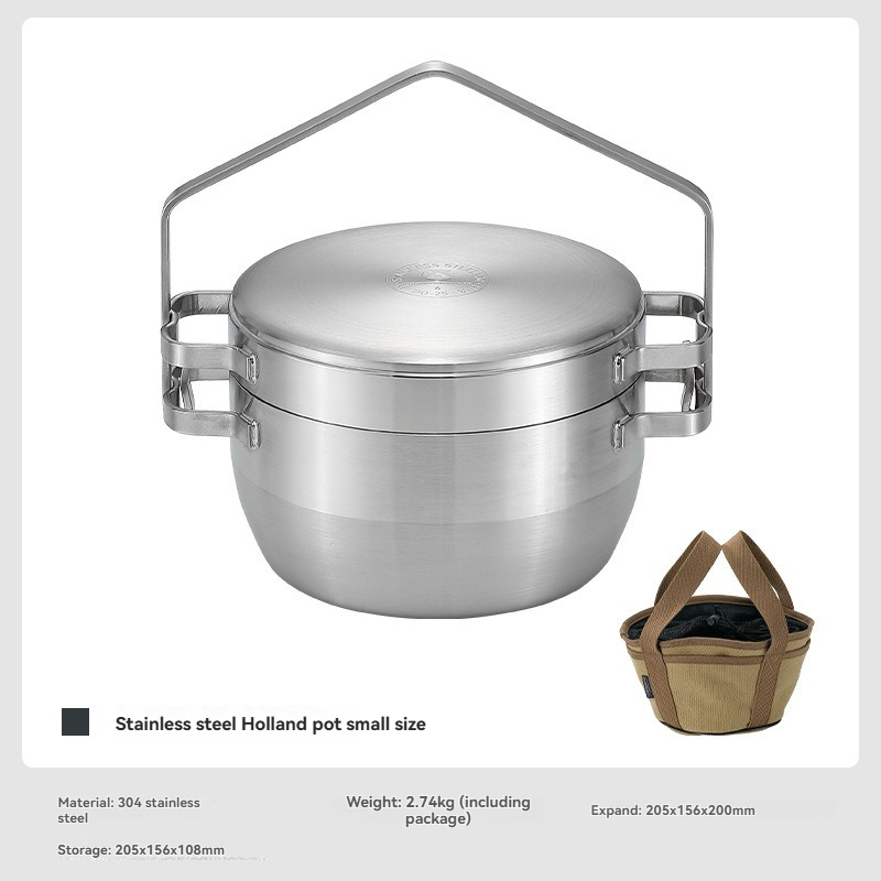 Camping Hanging Cooking Pot - Panela suspensa de aço inoxidável espessado