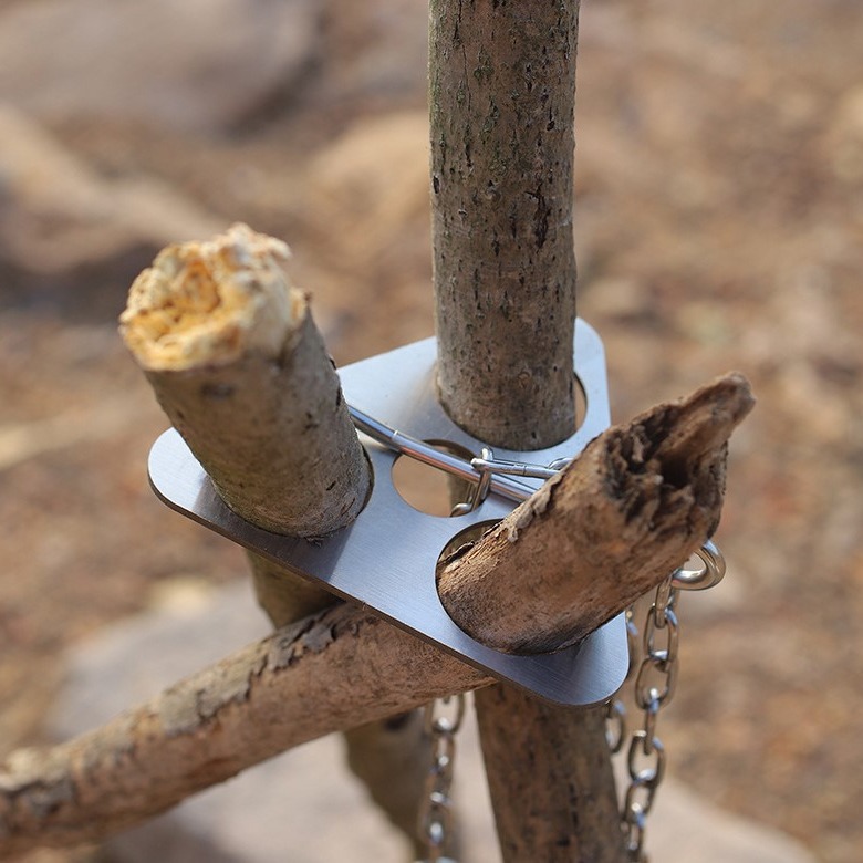 Camping Hanging Cooking Pot - Tripé de Camping em Aço Inoxidável