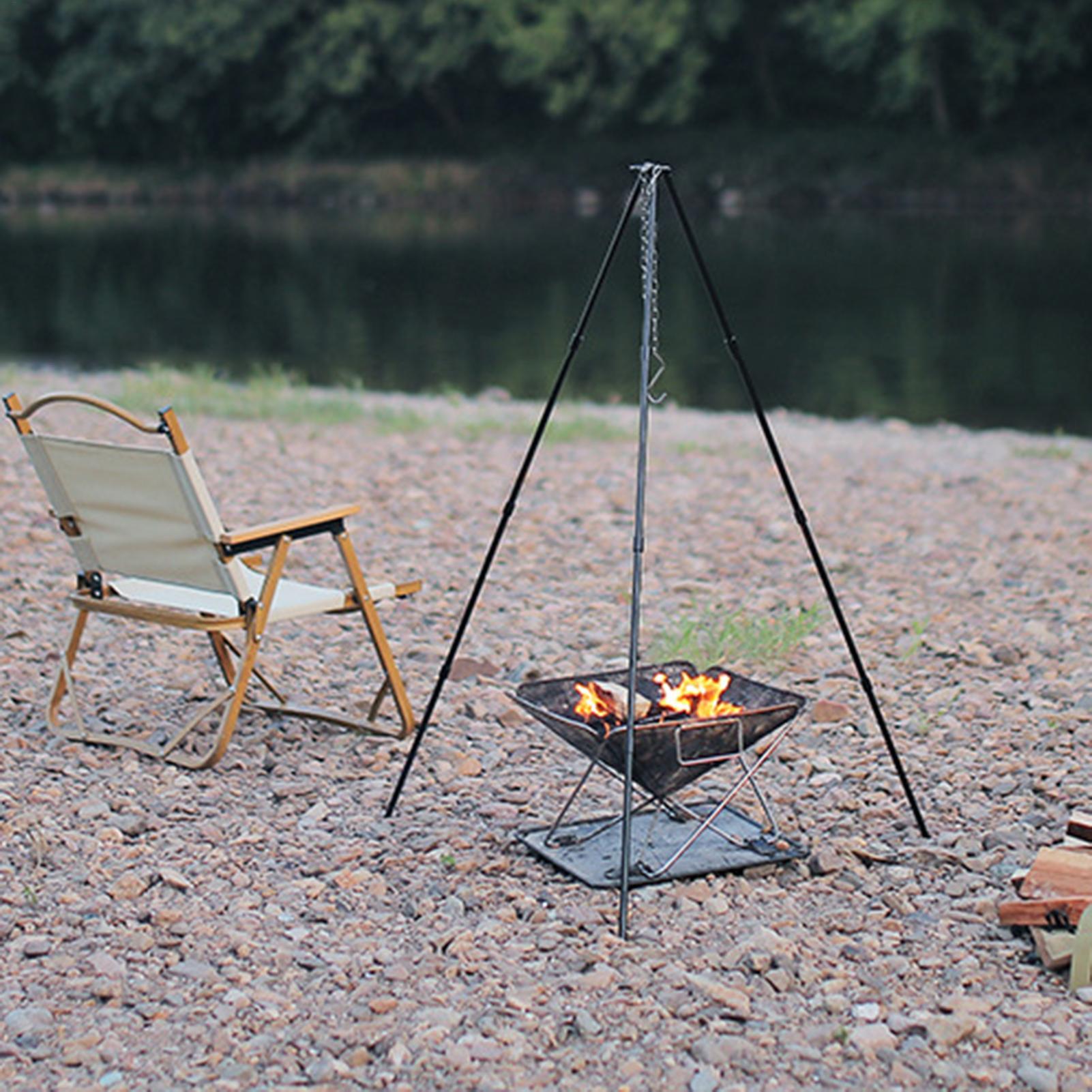 Camping Hanging Cooking Pot - Suporte Tripé Grande para Fogueira ao