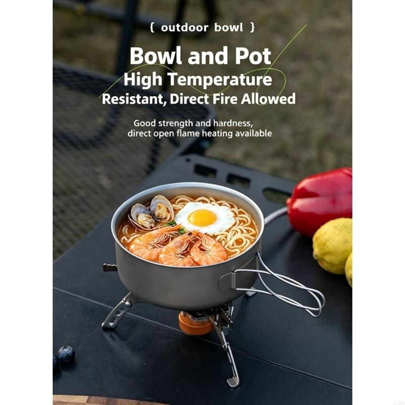 Camping No Cooking Meals - Tigela acampamento metal com alça fio,