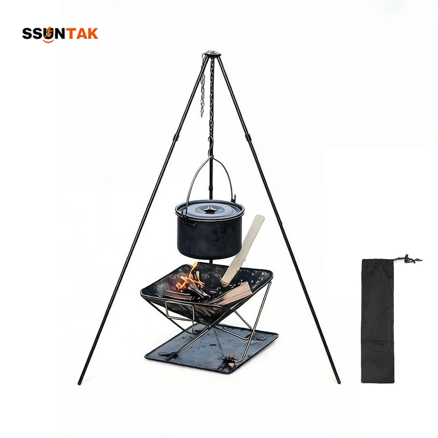 Camping Hanging Cooking Pot - Suporte de Panela Portátil e Desmontável