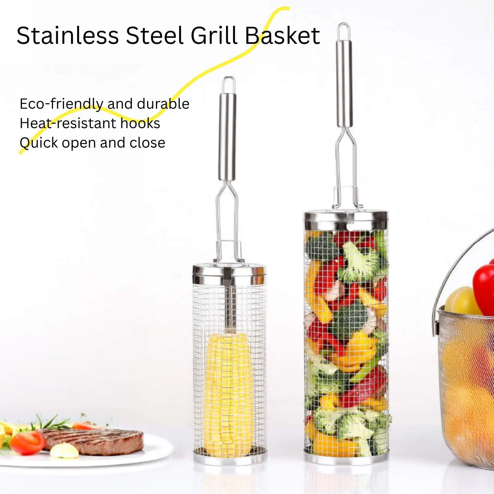 Camping Cooking Basket - Cesto de Grelhar Rotativo em Aço