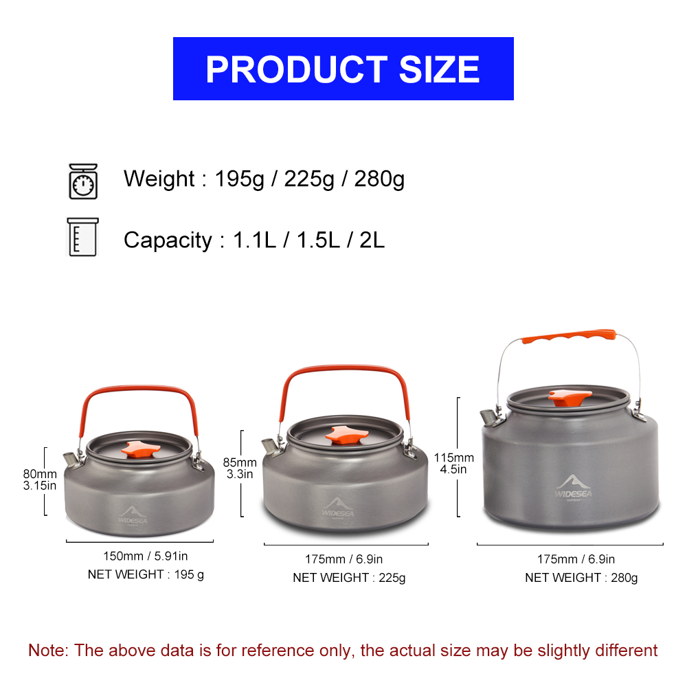 Widesea-Camping Chaleira, 1.1L - Camping Cooking Kit avaliação e preço