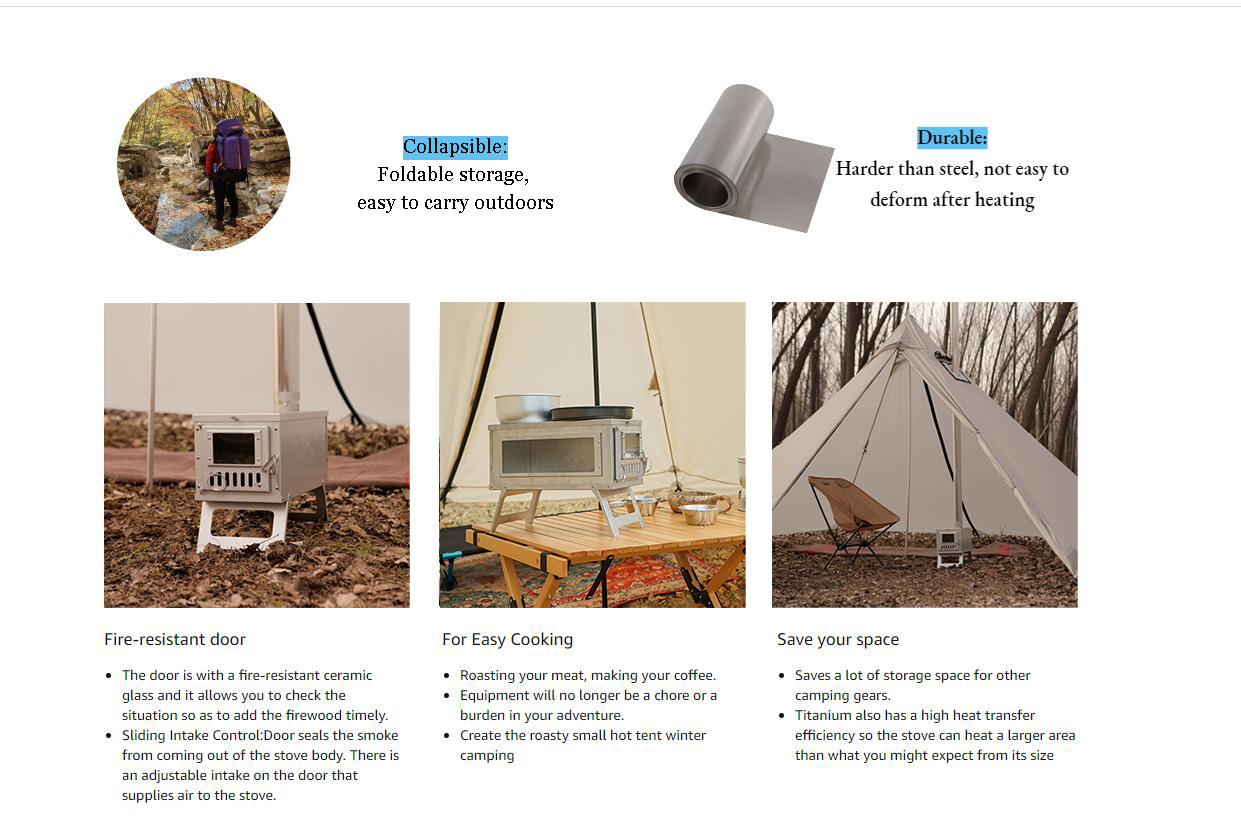 Portátil aquecedor a lenha fog - Camping Cooking Tent avaliação e preço