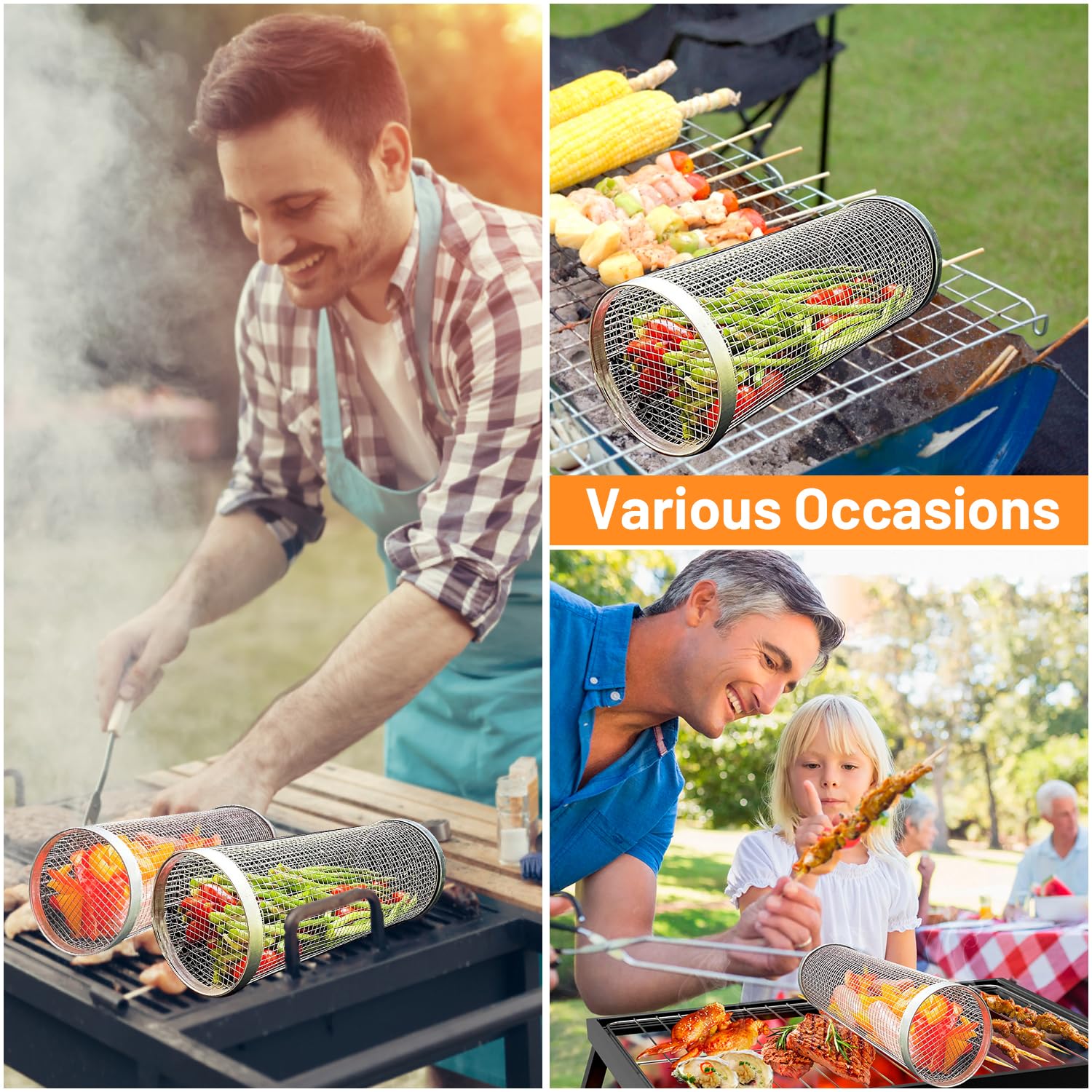 2 peças cestas de grelhar para - Camping Cooking Basket avaliação e preço