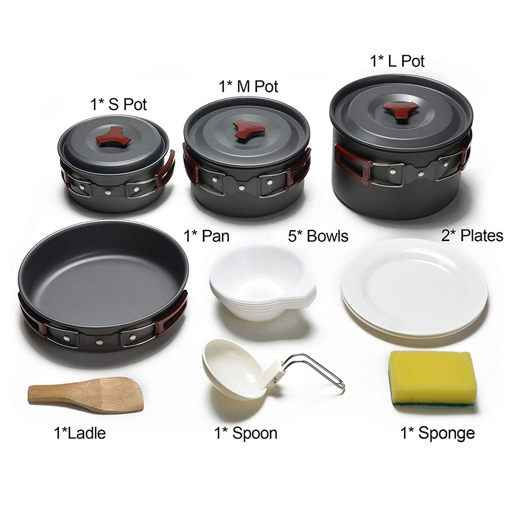Kit de panelas para acampament - Camping Cooking Kit avaliação e preço