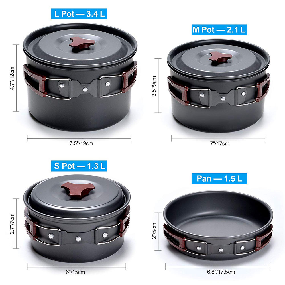 Kit de panelas para acampament - Camping Cooking Kit avaliação e preço